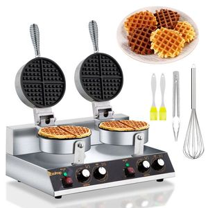 Macchina per Waffle Belgi Doppia da 2400W, Antiaderente, 110V, in Acciaio Inox, per Uso Domestico, Alberghiero e All'aperto - Product Image 1