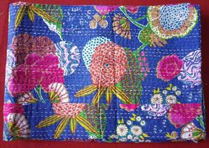 Colcha Indiana Tradicional Hecha a Mano, Colcha Kantha Vintage, Manta de Algodón Lavable, Colchas Reversibles Naranjas para el Hogar - Product Image 3