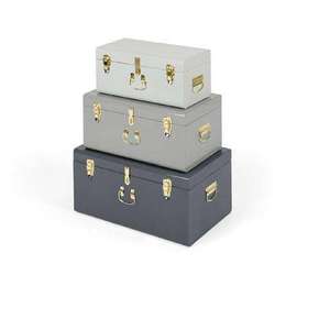 Juego de 2 baúles metálicos con cerraduras plateadas y asas, para uso doméstico, portátiles y ligeros, para ropa y joyas. - Product Image 4