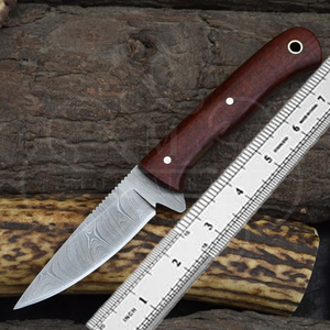 Couteau de chasse artisanal en acier Damas, manche en Micarta et bois de jute, couteau de survie Bushcraft à lame pleine, fournisseur OEM - Product Image 1