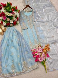 Vente en gros de costumes Sharara pakistanais en georgette, costumes pakistanais pour mariage et occasions spéciales, provenant d'un fournisseur indien. - Product Image 4
