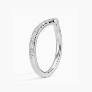 0.33 Ct Natural Round Cut Diamond Chevron Minimalist Women's Wedding Anniversary Ring 14K Solid White Gold 2mm Band - Product Image 2
