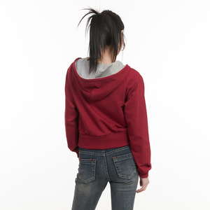 Sudadera con capucha para mujer, 455 GSM, algodón y poliéster, estilo casual urbano, con cremallera, logotipo personalizado, OEM, etiqueta privada, de fábrica. - Product Image 2