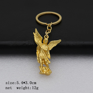 Porte-clés vintage en métal, pendentif ornemental, figurine de l'archange Michel avec gravure sculptée, décoration d'intérieur - Product Image 5