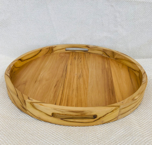 Luxury <b>Round</b> Wooden Serving <b>Tray</b> with Handles Premium Decorative <b>Tray</b> for Coffee <b>Table</b> Hotel and Home Use - Product Image 5