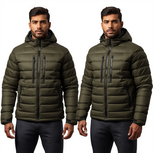 Chaqueta de Invierno Impermeable con Capucha para Hombre Pinco Sports, Chaqueta Acolchada Minimalista con Cierre de Cremallera y Relleno de Poliéster - Product Image 3