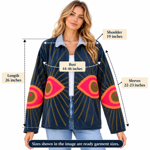 Veste en velours bleu foncé brodée à la main en Inde, style Suzani floral bohème, manteau d'hiver pour femmes - Product Image 6