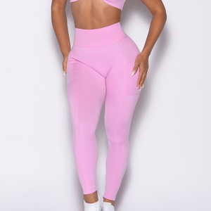 Latest Custom Pink Elastic Waist Define <b>Leggings</b> High Waist Active Wear <b>Leggings</b> Quick Dry And Breathable Gym <b>Leggings</b> <b>Women</b> - Product Image 1