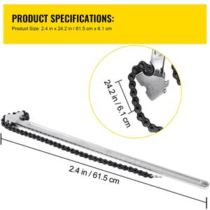 Chiave a Catena in Acciaio al Carbonio Resistente da 24 Pollici, Capacità Diametro 6,7 Pollici, Set di Utensili Manuali con Cinghia a Catena - Product Image 5