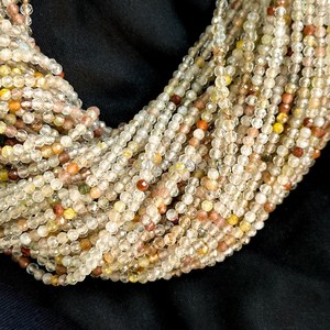 Natural 2MM Golden Rutilated Quartz Faceted Rondelle Beads Golden Rutile Beads For Jewelry Making Micro Faceted Wholesale Bulk - Product Image 3