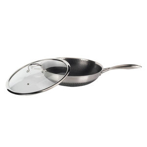 Wok traditionnel à fond rond en acier inoxydable résistant aux rayures avec poignée en bois, capacité de 20 L, pour tous les types de cuisinières - Product Image 1