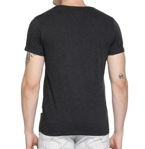 T-shirt col V pour homme, couleurs unies, manches courtes, 250 GSM, coton lourd, t-shirt col V uni pour homme, vente en gros - Product Image 2