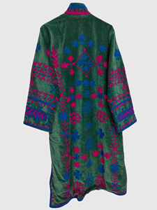 Veste en velours vert brodée, col mandarin, manches longues, grande taille, vêtements d'hiver pour femmes, motif géométrique, broderie à la main - Product Image 5
