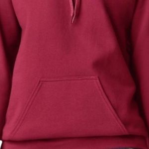 Burgundy Womens Pullover Hoodie Long Sleeve Fleece <b>Sweatshirt</b> Kangaroo Pocket Casual Custom Logo Wholesale Hooded Top Supplier - Product Image 6