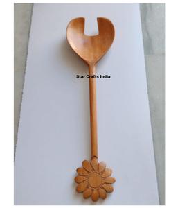 Cuillère en bois écologique du Vietnam, en teck naturel, ustensile de cuisine pour mélanger, remuer et servir les aliments, idéal pour servir les salades. - Product Image 5