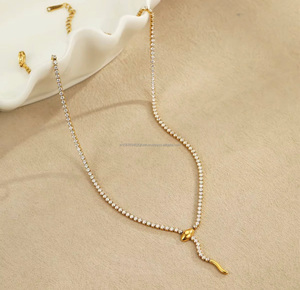 Collier lariat tennis en diamant en or jaune massif, collier ajustable en Y, cadeau minimaliste pour mariage ou anniversaire pour elle - Product Image 4