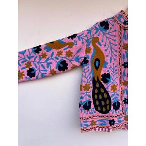 TNT Suzani Hand Embroidered Knitted Short Jacket <b>Duster</b> Gift for Her Autumn Winter Cotton Coat - Product Image 6