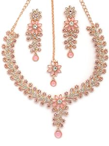 Juego de 4 Collares de Gargantilla con Diseño de Flores Chapadas en Oro Étnico, Perlas de Imitación para Mujer, para Fiestas, Compromisos y Bodas - Product Image 2