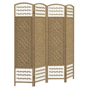 Divisorio Pieghevole Portatile a 4 Pannelli in Fibra Naturale Ondulata, Schermo Privacy per Interni/Esterni, Casa, Ufficio, Sale da Pranzo e Ristoranti - Product Image 1