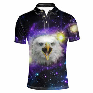 Polo pour homme à imprimé aigle et galaxie, manches courtes, décontracté, respirant, léger, en polyester, tendance, pour l'été - Product Image 1