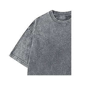 T-shirt en coton uni surdimensionné pour homme, manches courtes, col rond, jersey lavé, style décontracté - Product Image 3