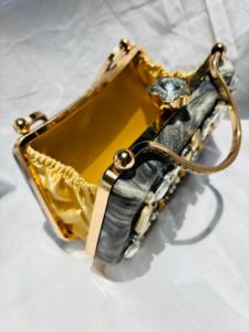 New Arrival <b>Storage</b> <b>Bag</b> Marble Textured Printed Clutch <b>Bag</b> with Crystal & Shell Embellishment for Wedding Party Evening Fashion - Product Image 2