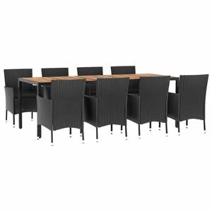 Ensemble de 8 ensembles de salle à manger de jardin noirs pour patio - Product Image 3