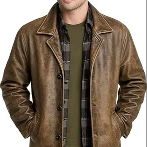 Wholesale Designer Men GenuineLeather Winter Trench Coat, Blazer Style, Waterproof Hooded, Slim Fit, Eco-Friendly Breathable - Product Image 1