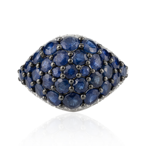 18K Gold Oval Sapphire Diamond Eternity <b>Dome</b> <b>Ring</b> - Product Image 2