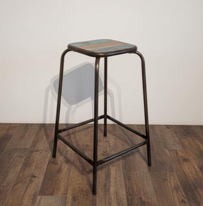 Taburete de Bar Plegable Clásico de Contrachapado Heces con Asiento Tipo Sillín, Altura de Mostrador, Plataforma para Pies, Diseño Moderno Minimalista, Ideal para Hogar, Bar y Hotel - Product Image 2