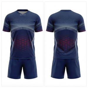 ชุดเสื้อฟุตบอลชาย พิมพ์ลายแบบ Sublimation คอกลม แขนยาว ผ้าโพลีเอสเตอร์ 100% ระบายเหงื่อได้ดี ทรงแอธเลติก ลายเรขาคณิต - Product Image 1