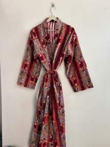 Nouvelle robe de chambre kimono en velours imprimé motif tigre, longue veste de détente pour la plage et les loisirs - Product Image 6
