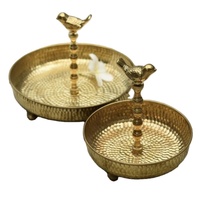 Diya en laiton avec bougie flottante bol Urli pour Diwali décor à la maison élégant Urli en métal avec supports Diya pour Diwali Pooja et Table