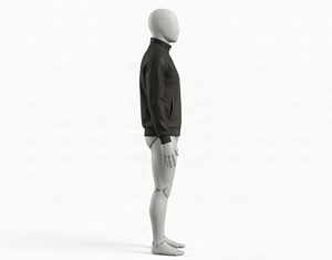 Chaqueta de Punto Negra para Hombre, con Cierre, Cuello Alto, Transpirable, Ecológica, de Secado Rápido, Estilo Casual para Otoño, Corte Regular, Estilo Moto - Product Image 4