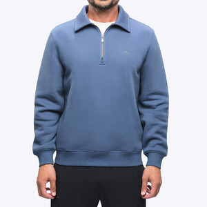Sweat-shirt tricoté bleu marine pour homme, coupe classique, col rabattu, style décontracté automne, couleur unie, logo frontal - Product Image 4