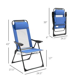 Set di 2 Sedie a Sdraio Pieghevoli Blu Regolabili, Chaise Longue da Patio in Alluminio e Rattan PE con Schienale in Ferro, Arredo da Esterno - Product Image 3