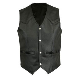 Chaleco de Motocicleta de Cuero de Buena Calidad para Hombre, Otoño Invierno, Sin Mangas, Transpirable, Cuello en V, Diseño Sólido, Personalizable, Chaleco de Moda de Cuero - Product Image 1