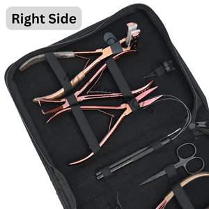 Kit de herramientas para extensiones de cabello de salón con alicates para extensiones de cinta, crimpadora de cuentas planas, herramienta de gancho para tirar y mini tijeras para separar el cabello - Product Image 3