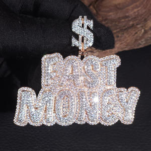 จี้รูปแร็ปเปอร์ "Fast Money" สร้อยคอฮิปฮอปประดับเพชรโมอิสซาไนต์ พร้อมโซ่แบบสั่งทำ - Product Image 1