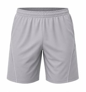 Shorts de sport gris pour homme en toile tricotée, anti-plis, respirant, écologique, séchage rapide, taille mi-haute, couleur unie, décontracté, avec cordon de serrage - Product Image 1