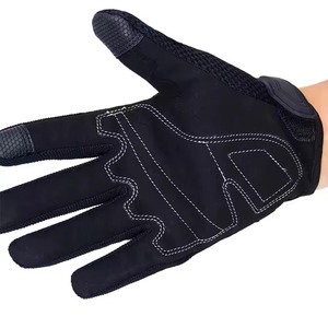 Gants de moto à doigts entiers en polyester noir, antidérapants, respirants, avec fermeture auto-agrippante, unisexes, pour usage extérieur, toutes saisons - Product Image 6