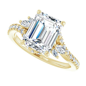 Anillo elegante de oro macizo de 18k con diamante de corte esmeralda cultivado en laboratorio, anillo de compromiso para mujeres y niñas, ideal para usar en bodas y fiestas. - Product Image 6