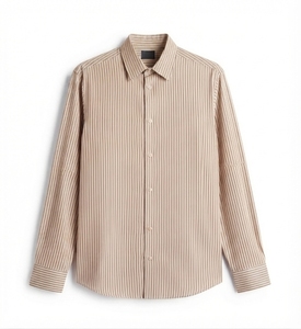 Chemise décontractée rayée pour homme, manches longues, col rabattu, 100% coton popeline, respirante, idéale pour l'été - Product Image 6