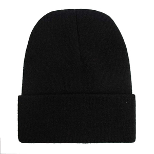 Unisex Knitted Beanie Hat 100% Acrylic Solid Color <b>Winter</b> <b>Cap</b> for Adults Casual Wear Black - Product Image 2