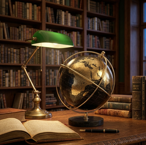 Adorno de Escritorio Ejecutivo Premium – Globo Terráqueo Metálico Vintage para Regalos Corporativos, Obra Maestra de Alta Calidad para Mesa de Estudio - Product Image 1