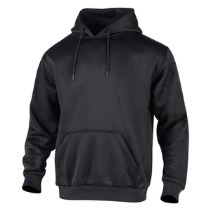 Sudadera con Capucha Negra para Hombre, Corte Regular, Color Sólido, Estilo Casual, con Botones de Crochet, Personalizable, Tejido Grueso, OEM ODM - Product Image 2