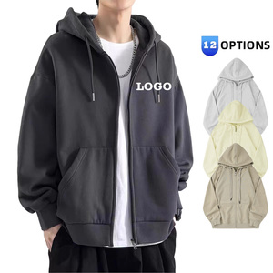 Factory Direct Zip Up Hoodie Heavyweight Cotton Fleece Oversized Full Zip Hoodies Streetwear Casual Winter Apparel Hoodies Men - Product Image 3