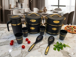 ANAX 11-Piece Luxury Design PTFE Coated Melamine Cookware Set Aluminum Bottom Exterior Mirror Polish Lightweight Includes <b>Soup</b> - Product Image 5
