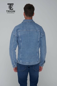 Veste longue en jean surdimensionnée pour femme OEM, manteau décontracté avec boutons en laine et tissu pour l'automne - Product Image 2