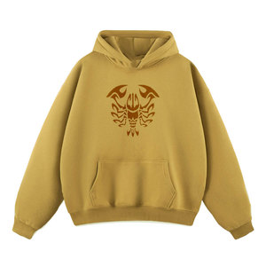 Sudadera con Capucha Unisex Color Granate, Felpa de Algodón, Corte Regular, Bolsillo Delantero, Diseño de Dragón Estampado, Ropa Casual de Otoño, Suave, 350g - Product Image 5
